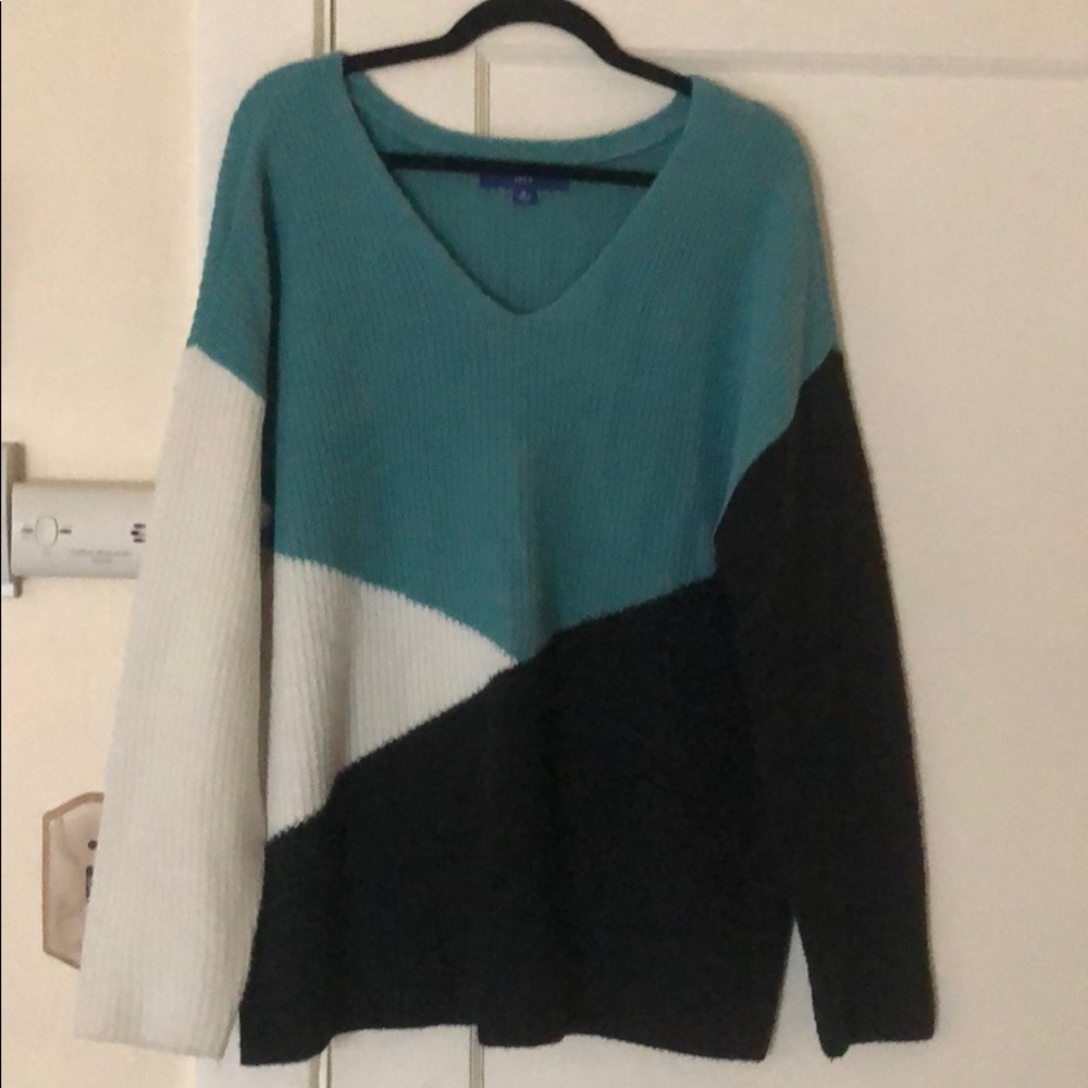 V-Neck Tri-Color Sweater